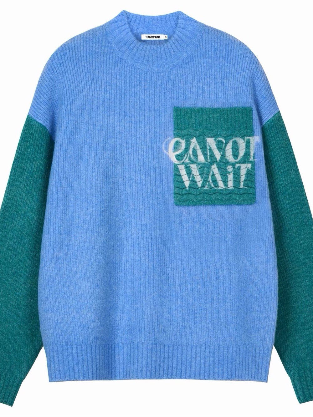 Cannot Wait Blue & Green Crewneck Sweater - Unbranded